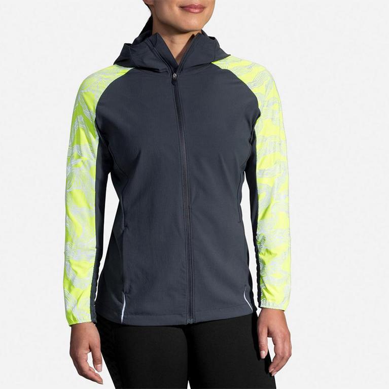 Brooks Womens Nightlife Running Jackets - Grey (918045-IPA)